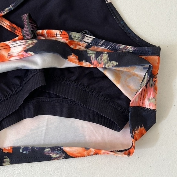 Betsey Johnson Performance Long Line Sports Bra Orange Floral Size Small Workout - Picture 6 of 6